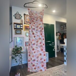 emory park Floral Slip Dress in Pink and Cream